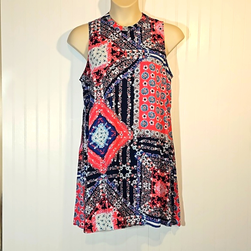 DR2 dress multi print keyhole back sleeveless
